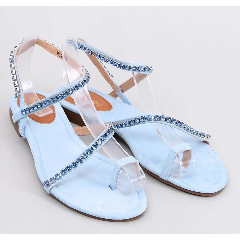 Ayless Sandales tongs bleues avec strass