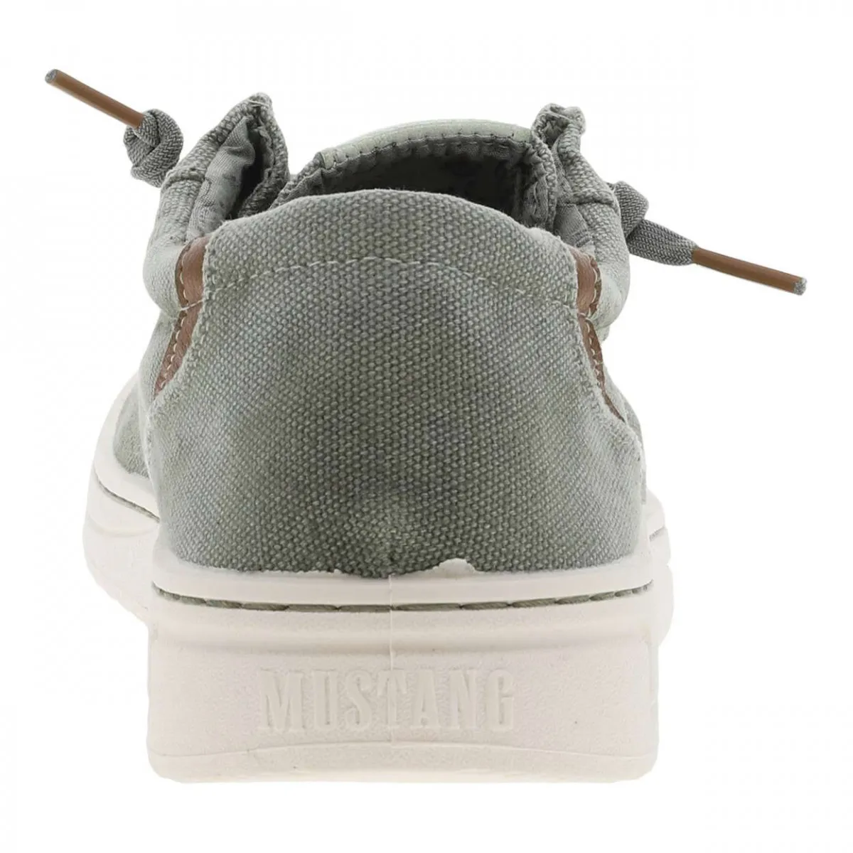 Baskets basses style bateau kaki avec empiècements marron et lacets plats