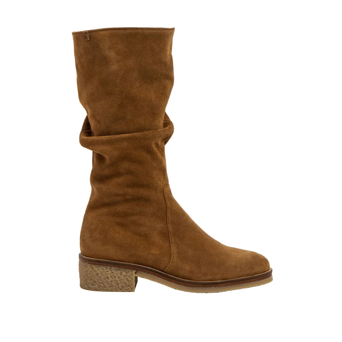 Bottes à talon en cuir suèdé - Marron