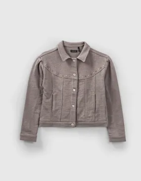 Cardigan gris de lin avec clous fille