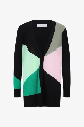 Cardigan multicolore en laine vierge