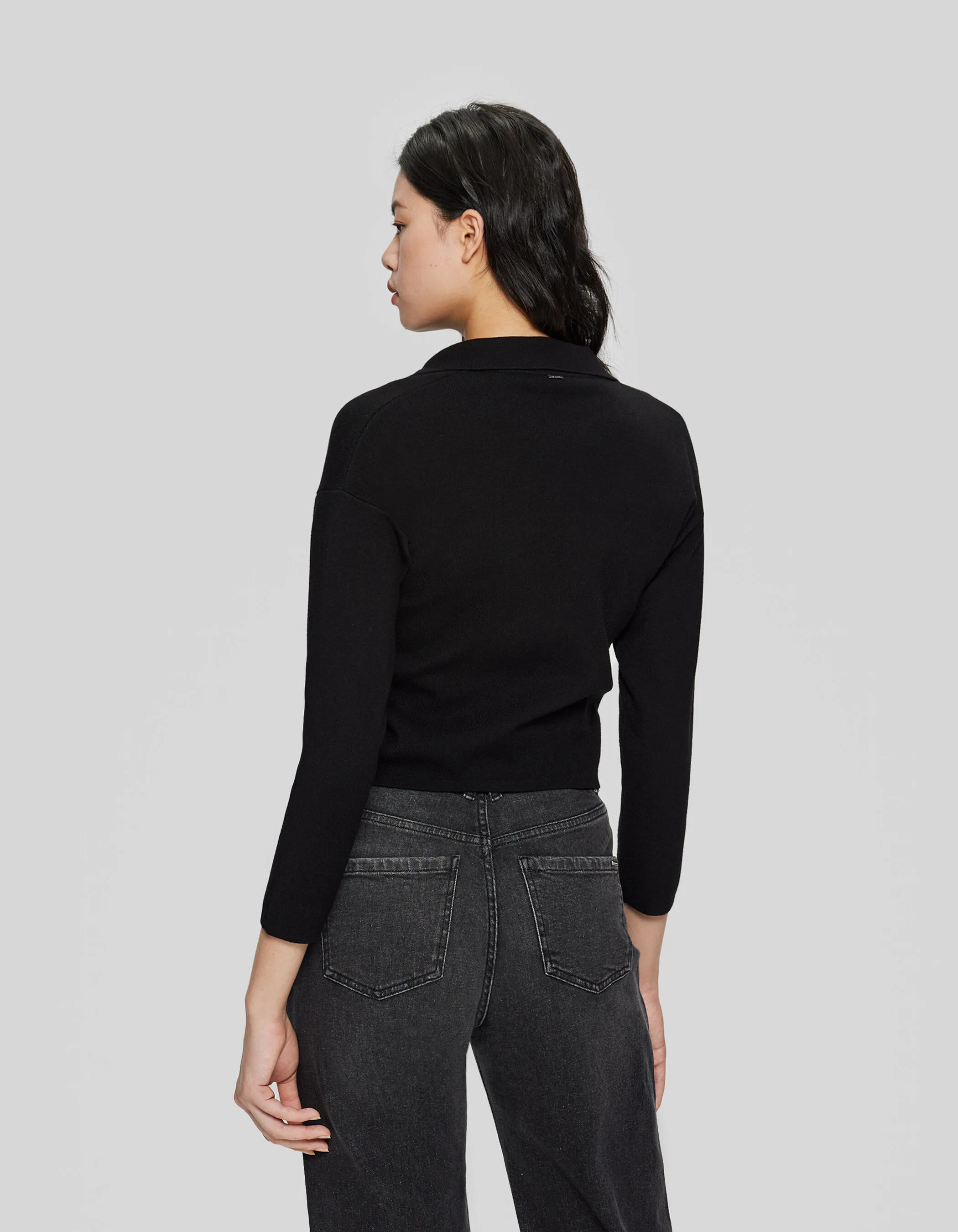Cardigan noir tricot zip asymétrique Femme