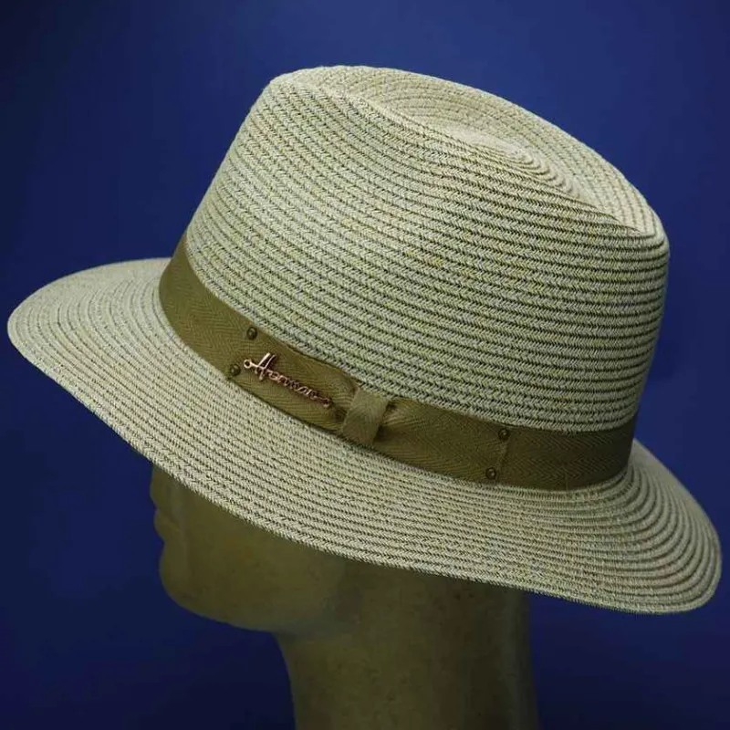 Chapeau fibre naturelle beige pour homme et femme