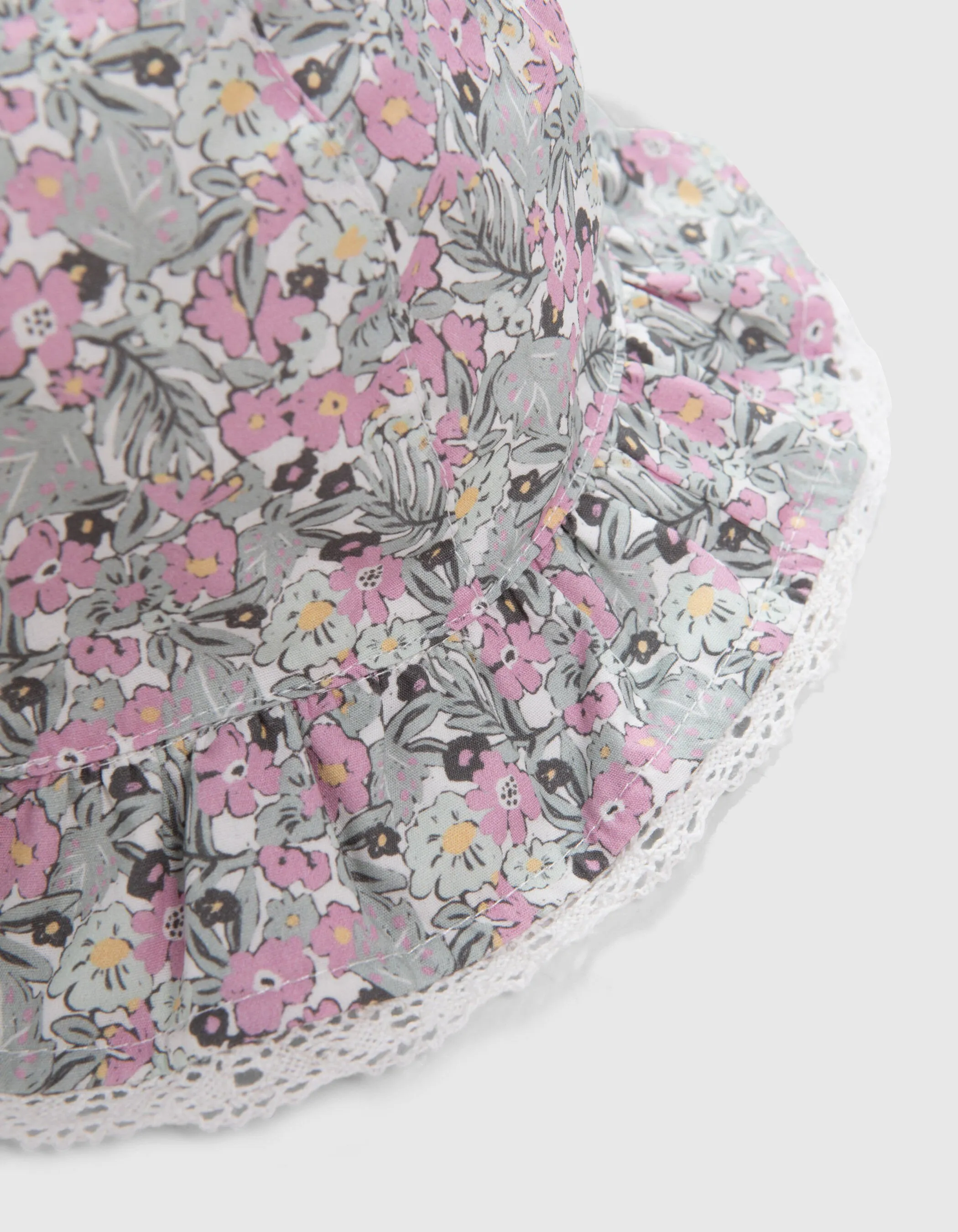Chapeau kaki imprimé petites fleurs bébé fille