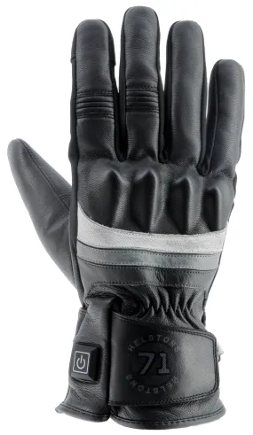 Gants chauffants Helstons Bora heating hiver cuir noir gris blanc