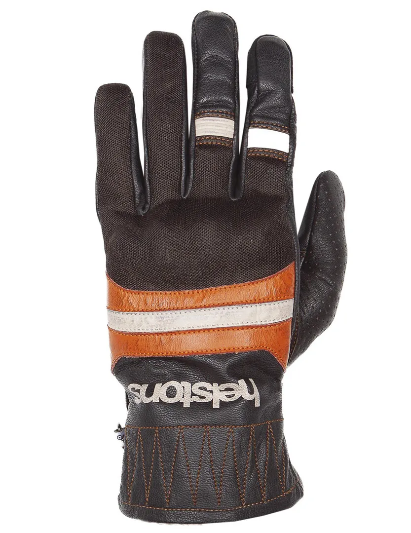 Gants Helstons Bull Air été cuir mesh marron orange, vintage