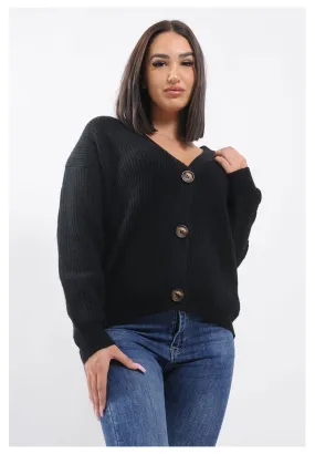 Gilet cardigan noir à boutons hyper tendances