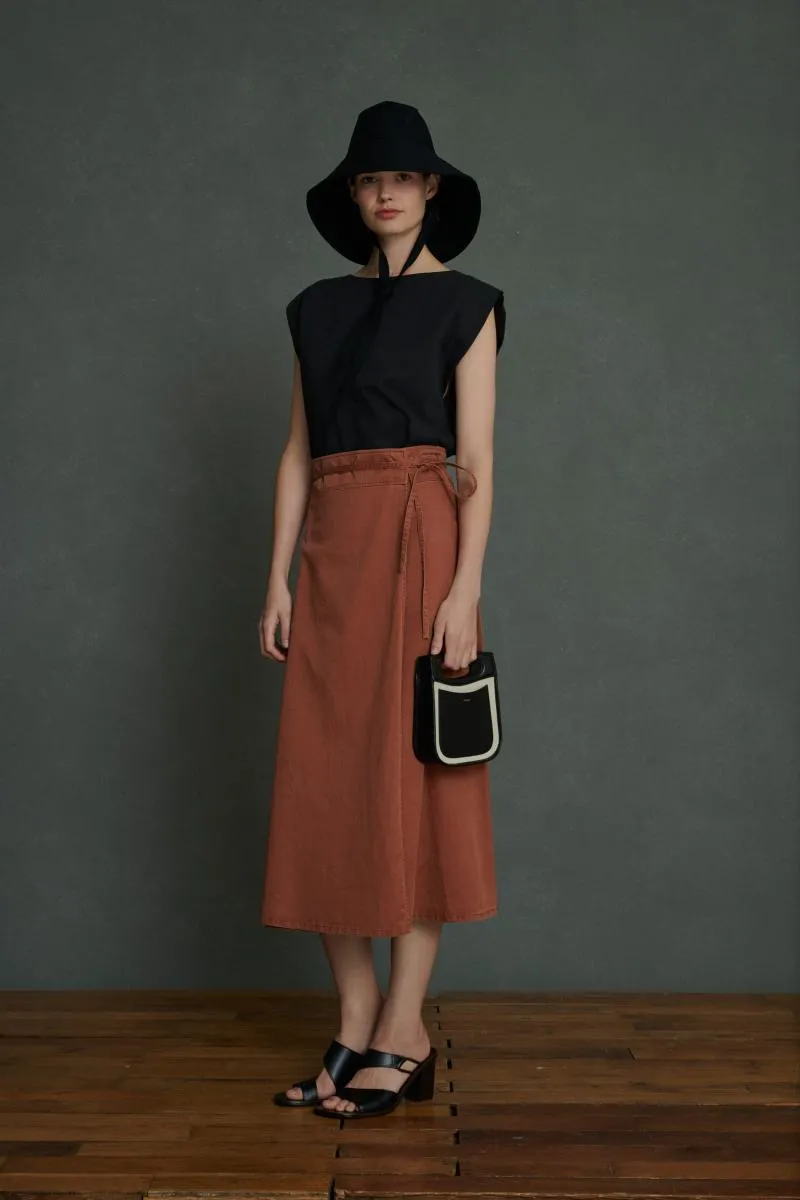 Jupes & Shorts | Femme Soeur JUPE REINE Jupe Portefeuille Mi-longue En Gabardine De Coton Délavée Terracotta