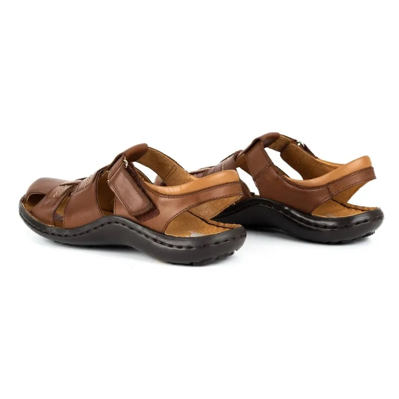 Kampol Sandales cuir homme 220KAM marron brun