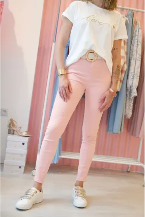 Pantalon jean rose