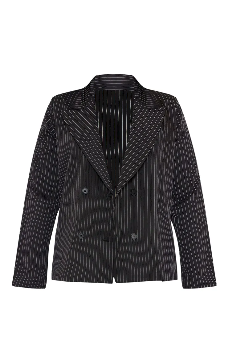 Plus Blazer de tailleur oversize noir à rayures