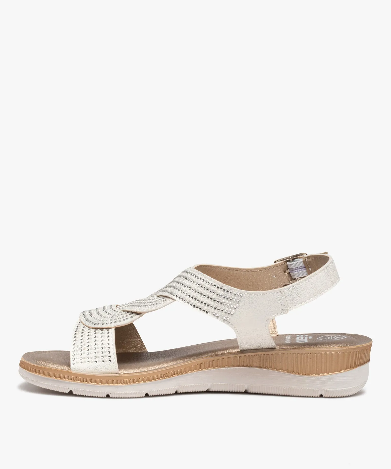 sandales femme a brides strass et semelle amortissante blanc sandales plates et nu-pieds