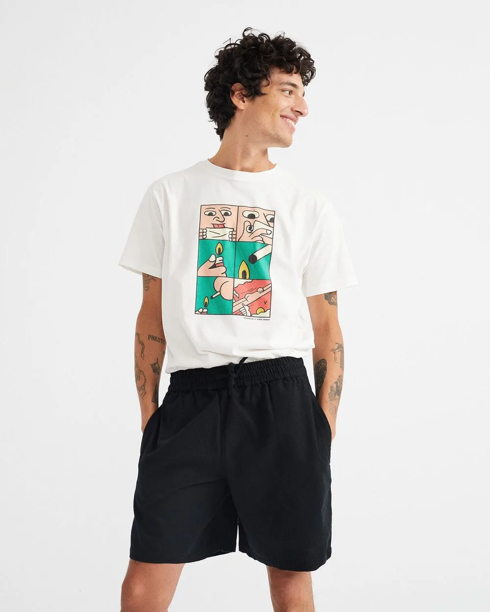 Short noir en coton bio - black henry shorts homme - Thinking Mu