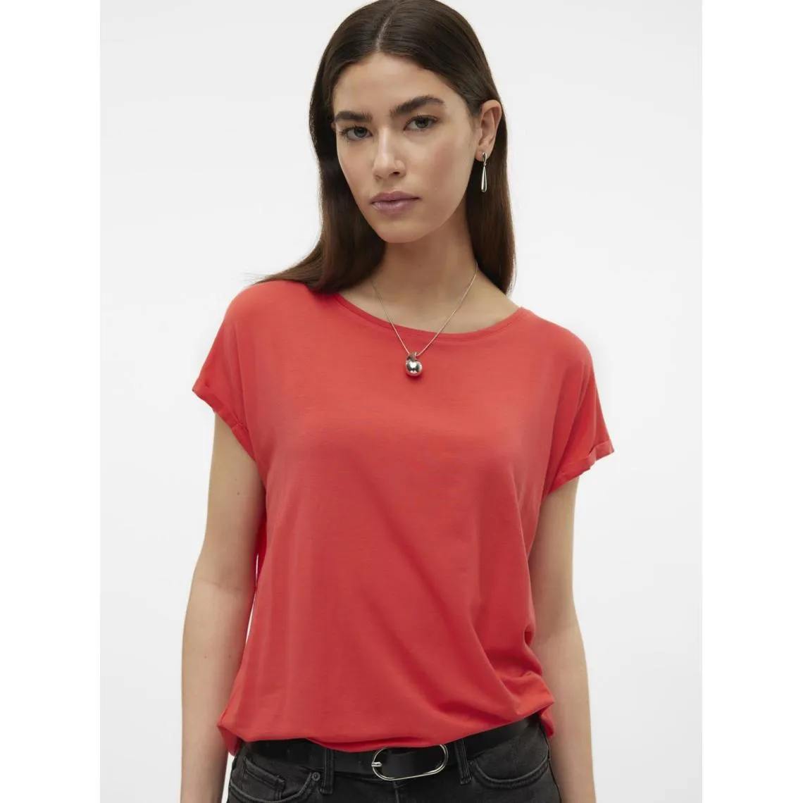 T-shirt longueur regular col rond épaules tombantes manches courtes rose Zara en coton | 3 Suisses