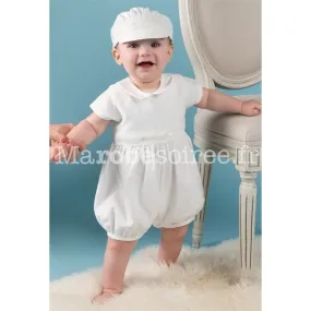 Tenue de baptême garçon avec chapeau réf: EF9706 en Coton, Dentelle