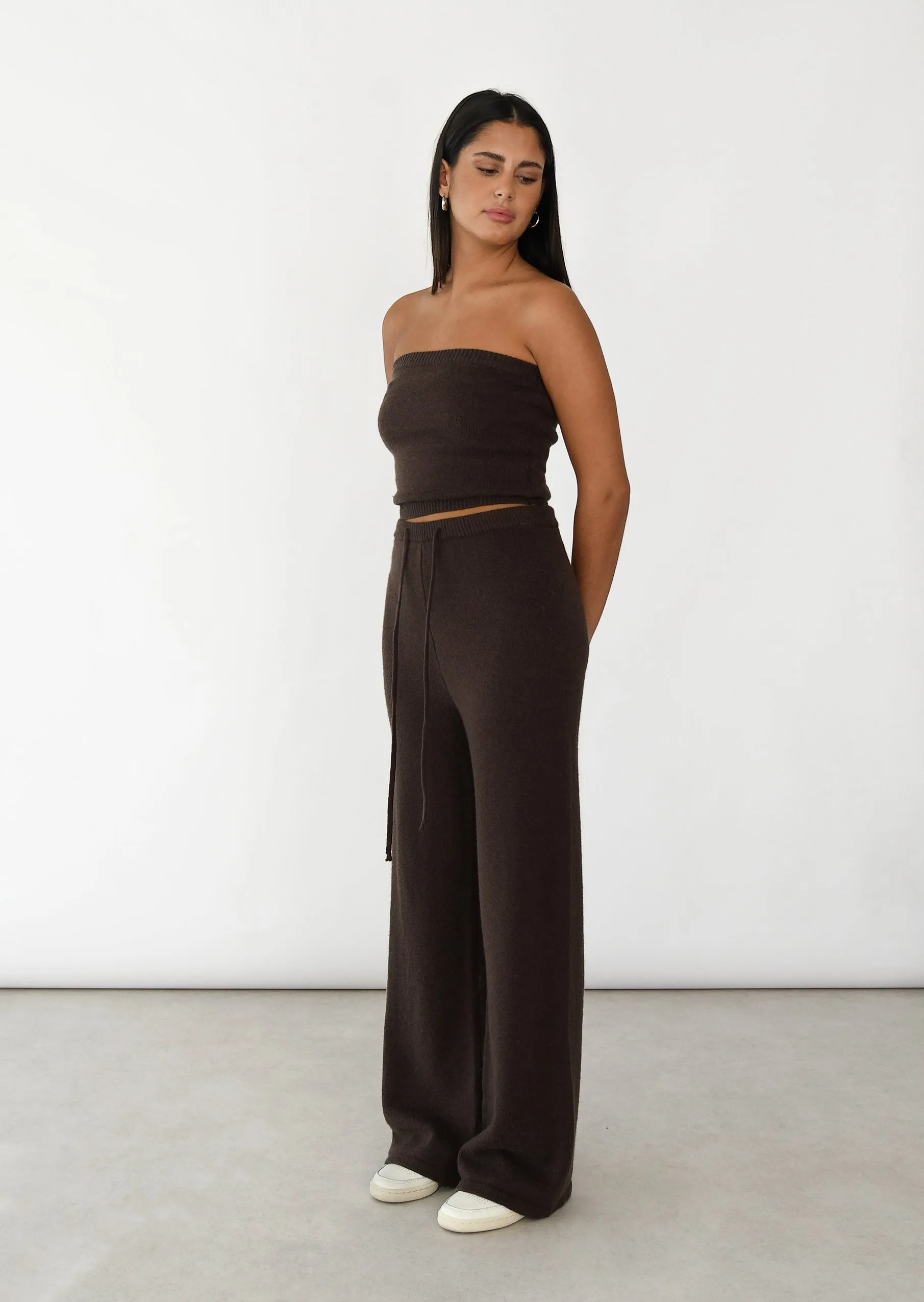 Top bandeau en maille côtelée