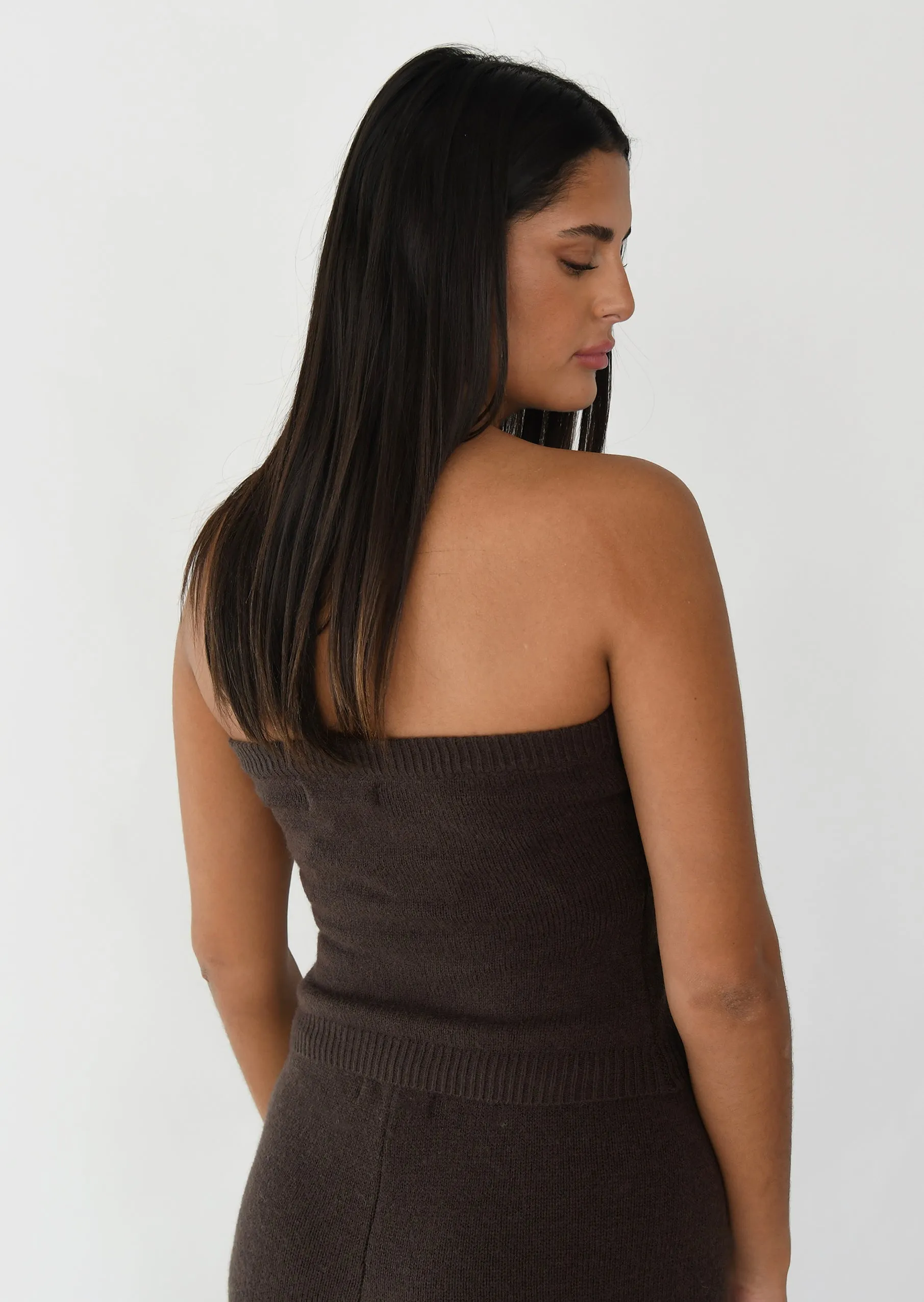 Top bandeau en maille côtelée