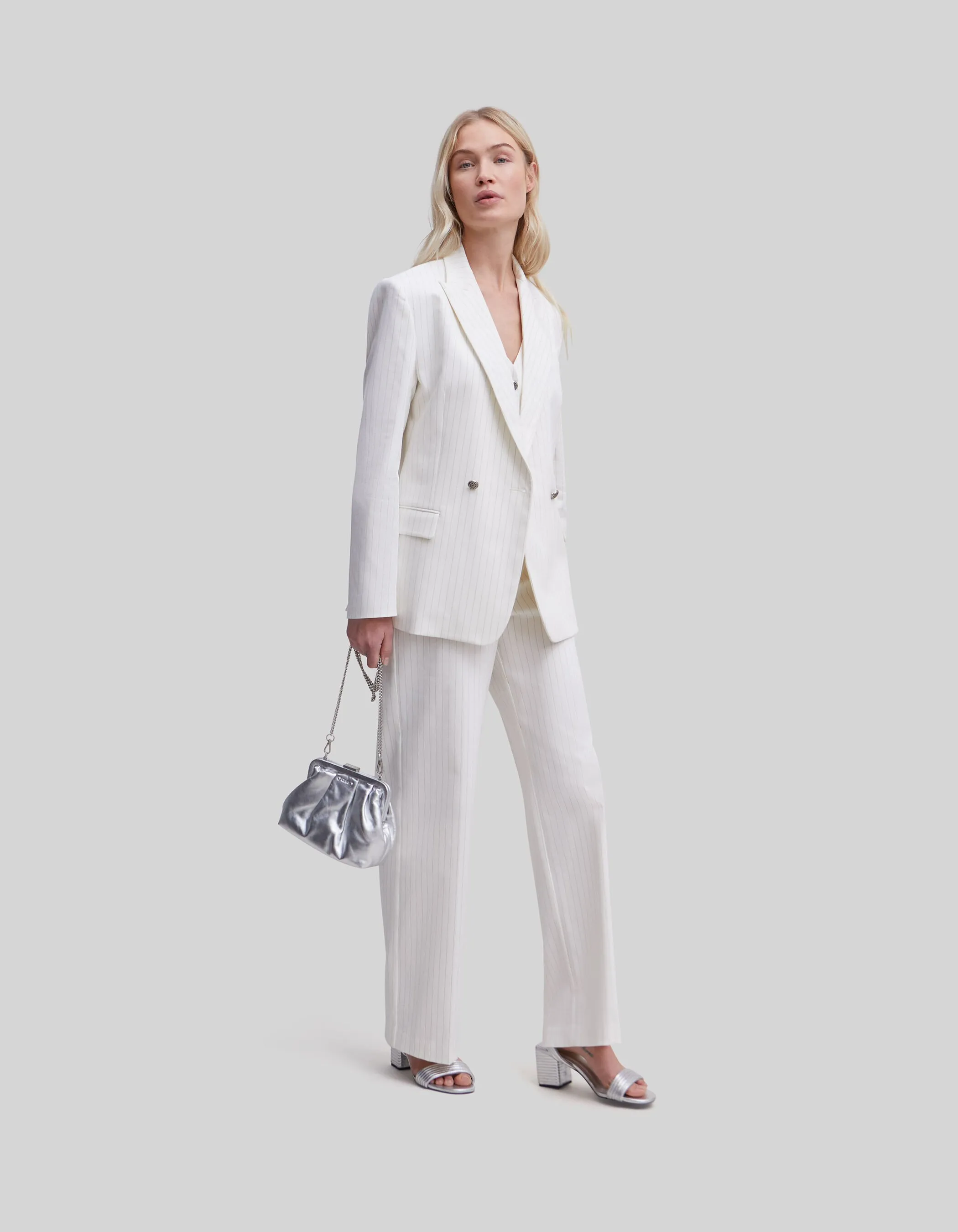 Veste de costume écrue rayures tennis Femme