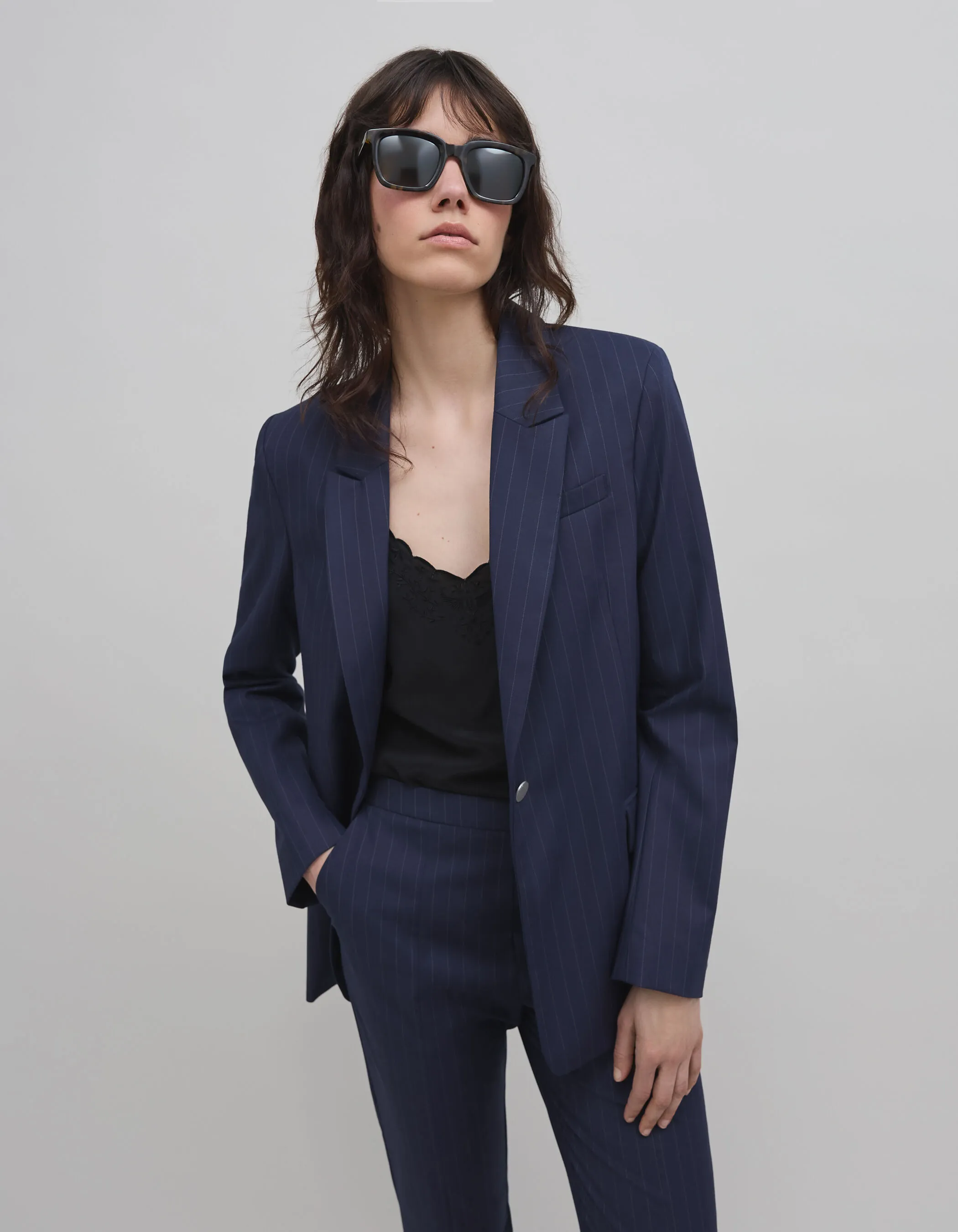 Veste de costume marine rayures tennis Femme