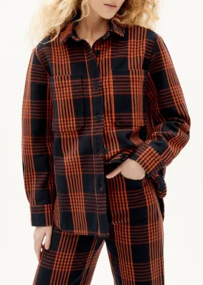 Veste en coton bio | carreaux "thick checks norita overshirt orange" femme